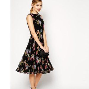 ASOS | Sleeveless Floral Dress with Pleated Skirt Midi